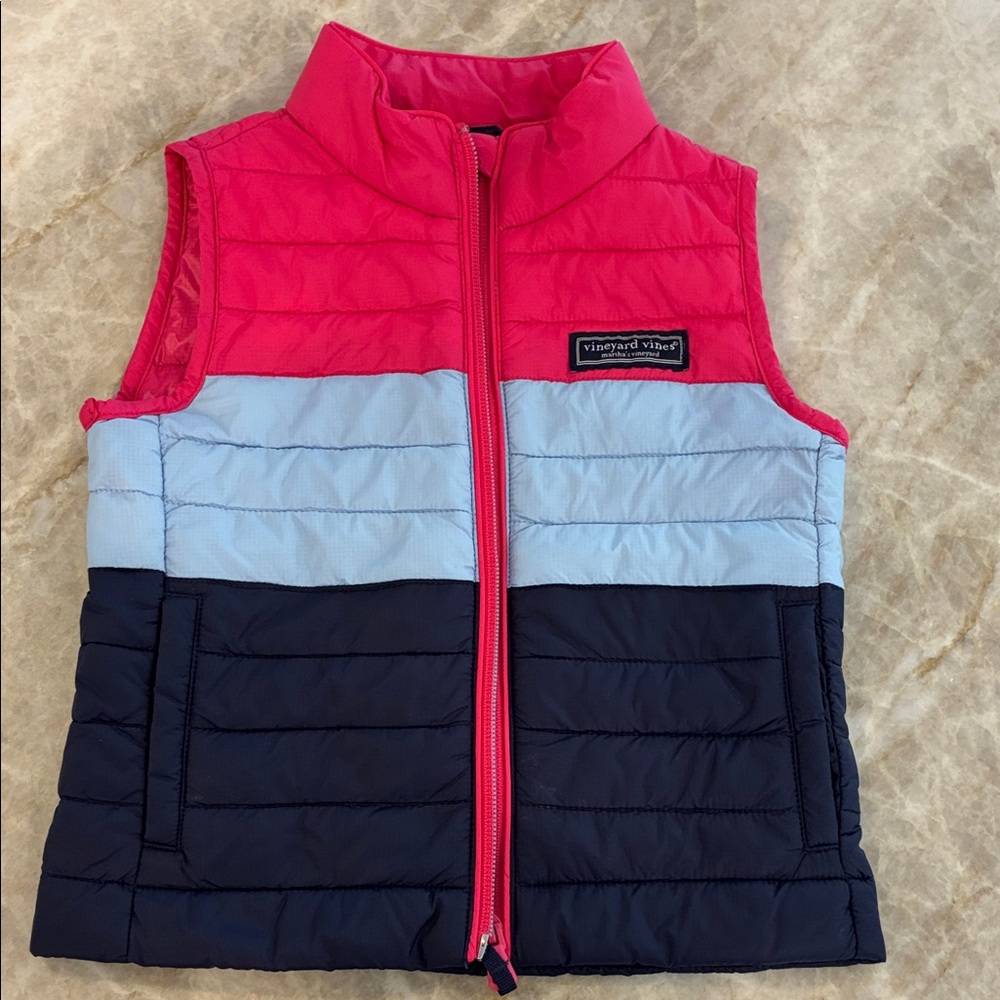 Vineyard Vines Pink and Navy Colorblock Vest - Toddler Girls
